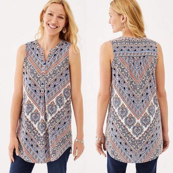 J. Jill Sleeveless Tunic With Pockets Size Medium Curved Hem - Picture 1 of 8